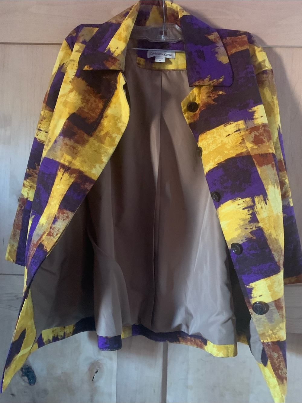 Vintage Women’s Coldwater Creek Yellow and Purple Brushstroke Top - Picture 3 of 9